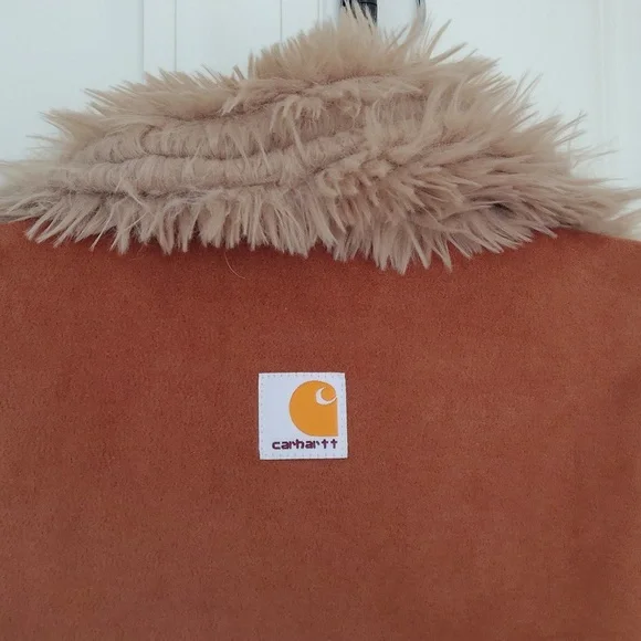 CARHARTT Faux Suede 2 Button Collared Lightweight Embroidered Coat Sz M - Picture 10 of 14